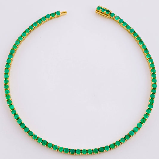 Pulso Tennis 8gr / 19cm / 2.3mm Esmeraldas 2.76 Qts Oro Amarillo 18K (Joya) ©