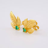 Stud Earrings Triple Sheet 2.35gr / 1.4cm / Mini Emerald 18 pts Yellow Gold (Jewel) ©