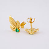 Stud Earrings Triple Sheet 2.35gr / 1.4cm / Mini Emerald 18 pts Yellow Gold (Jewel) ©