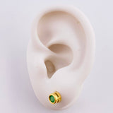 Stud Earrings Hoop 1.6gr / 0.05cm / Emerald 70 pts Yellow Gold (Jewel) ©
