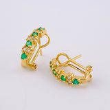 Omega Hoop Earrings Scattered Points Emerald 26pts Diamonds 16pts 3.05gr / 1.5cm / 18K Yellow Gold ©