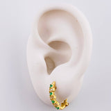Omega Hoop Earrings Scattered Points Emerald 26pts Diamonds 16pts 3.05gr / 1.5cm / 18K Yellow Gold ©
