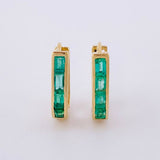 Candongas Curvas Perpendiculares Esmeraldas 56pts 2.9gr / 1.5cm / Oro 18K ©
