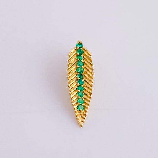Dije Hoja De Laurel Esmeraldas 17pts 0.65gr / 3/4 in / Oro Amarillo 18K ©