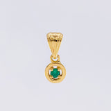 Dije Solitario En Aro 1.2gr / 1.5cm / Esmeraldas 06Pts Oro Amarillo 18K (Joya) ©