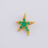Starfish Pendant Emeralds 20pts 0.8gr / 1/2 in / 18K Yellow Gold ©