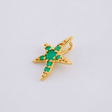 Starfish Pendant Emeralds 20pts 0.8gr / 1/2 in / 18K Yellow Gold ©