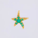 Starfish Pendant Emeralds 20pts 0.8gr / 1/2 in / 18K Yellow Gold ©