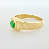 Anillo Solitario Gema Central Esmeraldas 45pts 3.65g / T9 1/4 Oro Amarillo 18K