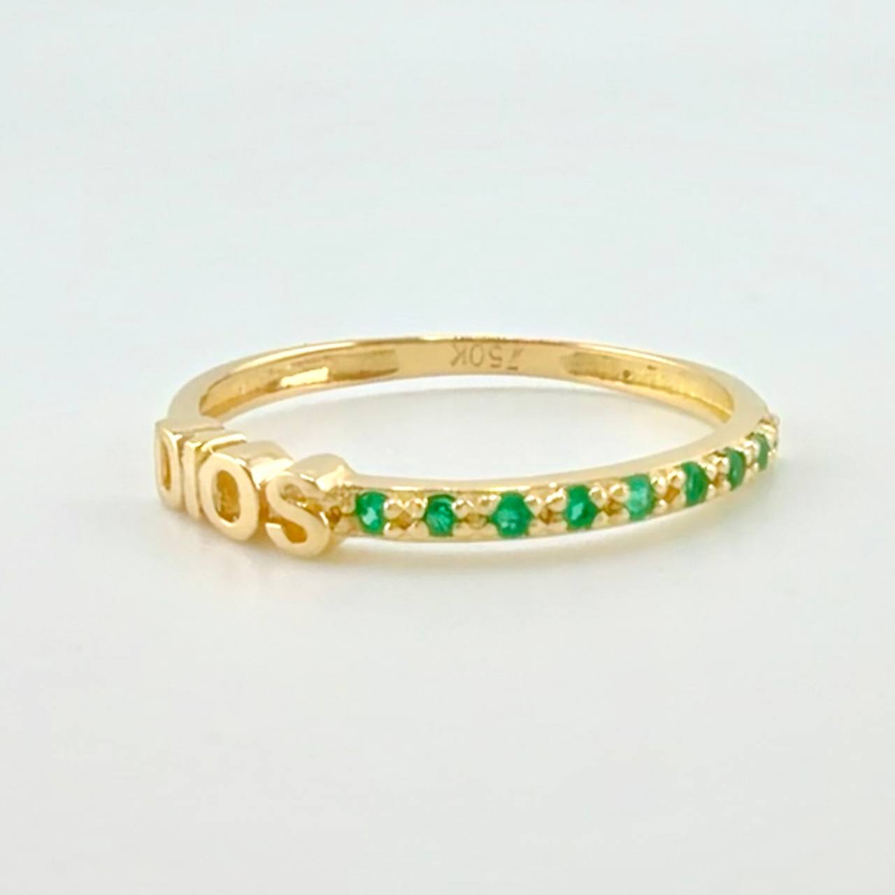 Anillo Dios Esmeralda 14pts Esmeraldas 1.2g / T5 1/2 Oro Amarillo 18K