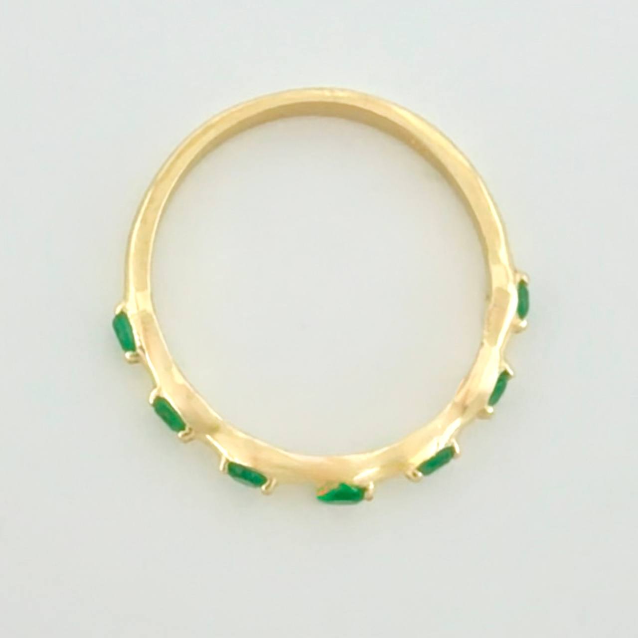 Emerald Band Ring 22pts Emeralds 7pts 2.25g / Size 6 1/2 Yellow Gold 18K