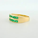 Anillo Carril Doble Linea Esmeraldas 52pts 2.8g / T7 1/4 Oro Amarillo 18K