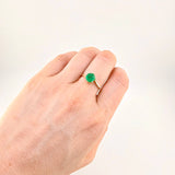 Solitaire Ring with Inverted Lines Emeralds 1.27cts 2.15g / Size 7 1/2 Yellow Gold 18K