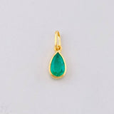 Dije Lagrima Esmeralda 1qts 0.75g / 3/4 in Oro Amarillo 18K