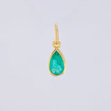 Dije Lagrima Esmeralda 1qts 0.75g / 3/4 in Oro Amarillo 18K