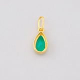 Dije Lagrima Esmeralda 1qts 0.75g / 3/4 in Oro Amarillo 18K