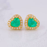 Topos Set Corazón Tupido con Dije Esmeralda 2.88pts Diamantes 79pts 6.7g / in / 11.2mm Oro Amarillo 18K