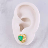 Topos Set Corazón Tupido con Dije Esmeralda 2.88pts Diamantes 79pts 6.7g / in / 11.2mm Oro Amarillo 18K