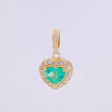 Topos Set Corazón Tupido con Dije Esmeralda 2.88pts Diamantes 79pts 6.7g / in / 11.2mm Oro Amarillo 18K