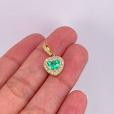 Topos Set Corazón Tupido con Dije Esmeralda 2.88pts Diamantes 79pts 6.7g / in / 11.2mm Oro Amarillo 18K
