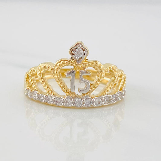 Crown Ring 15's 3.85g / T7 1/2 Two-Tone Yellow White Gold 18K
