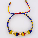 Tricolor Woven Bracelet Neoprene Diamond Cut Beads 8Mm / 3 Units Yellow Gold 18K (A.C)