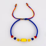 Tricolor Woven Bracelet Circle Diamond Cut Beads 4Mm / 6 Units Yellow Gold 18K (A.C)