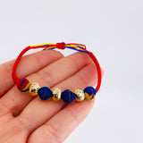 Tricolor Woven Neoprene Bracelet Diamond Cut Beads 8Mm / 3 Pcs 18K Yellow Gold (A.C)