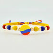 Tricolor Woven Bracelet Circle Diamond Cut Beads 4Mm / 6 Pcs Yellow Gold 18K (A.C)