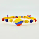 Tricolor Woven Bracelet Circle Diamond Cut Beads 4Mm / 6 Pcs Yellow Gold 18K (A.C)