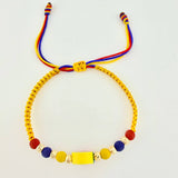 Tricolor Woven Bracelet Circle Diamond Cut Beads 4Mm / 6 Pcs Yellow Gold 18K (A.C)