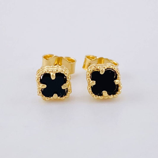 Stud Earrings Clover Onyx 1.2g / in / 5.05mm Yellow Gold 18K