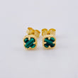 Stud Earrings Clover Green Malachite 1.25 g / in / 7.25 mm Yellow Gold 18K