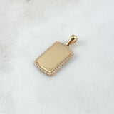 Pendant Rectangular Mirror Plate 2.3gr / 2.6cm / Smooth Charger White Zircons 18K Yellow Gold