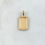 Pendant Rectangular Mirror Plate 2.3gr / 2.6cm / Smooth Charger White Zircons 18K Yellow Gold