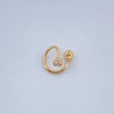 Piercing Espiral Cuatro Garras 0.5gr / 1/2 in / Oro Amarillo 18K &