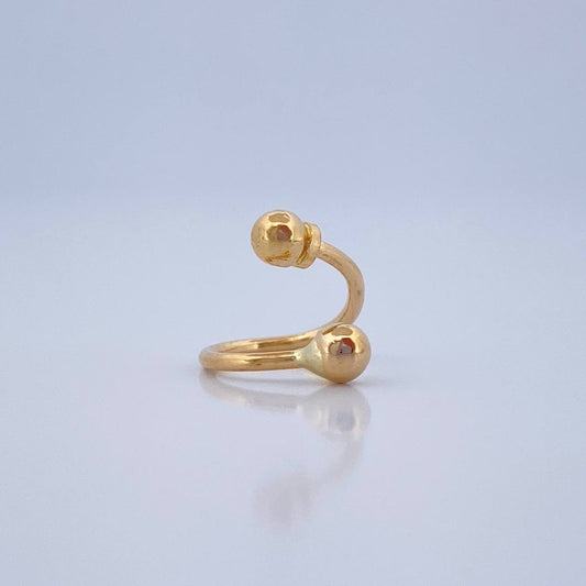 Piercing Espiral Bolas 0.45gr / 1/2 in / Oro Amarillo 18K &