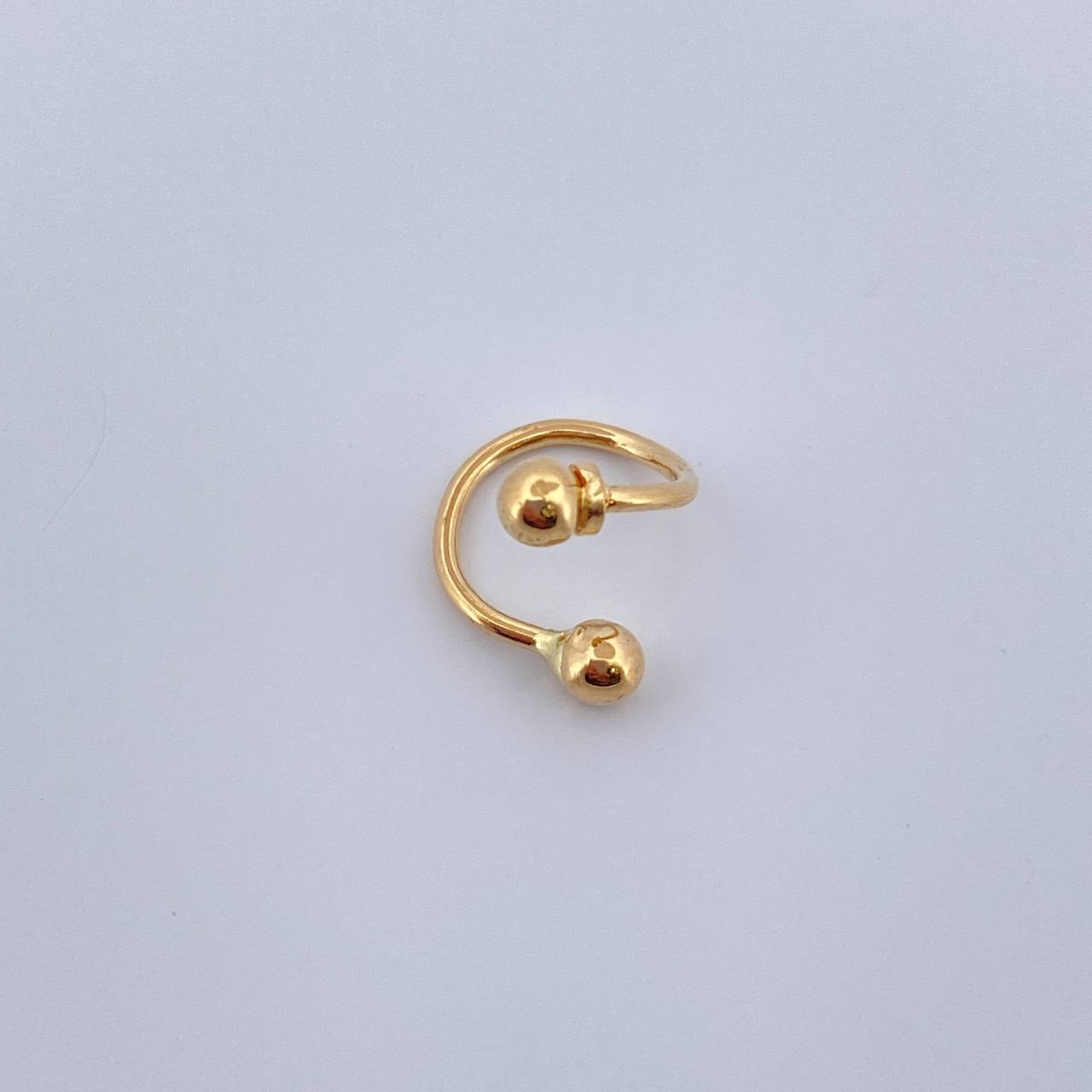 Piercing Espiral Bolas 0.45gr / 1/2 in / Oro Amarillo 18K &