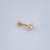 Piercing Cuatro Garras 0.4gr / 1/2 in / Oro Amarillo 18K &