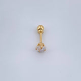 Piercing Cuatro Garras 0.4gr / 1/2 in / Oro Amarillo 18K &