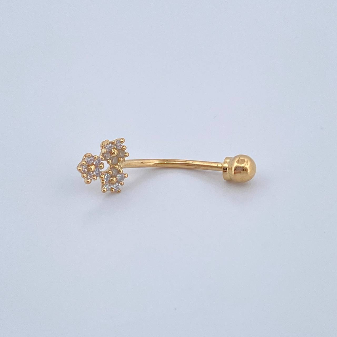 Piercing Curvo Triple Flor 0.45gr / 3/4 in / Oro Amarillo 18K &