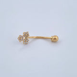 Piercing Curvo Triple Flor 0.45gr / 3/4 in / Oro Amarillo 18K &