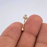 Piercing Curvo Triple Flor 0.45gr / 3/4 in / Oro Amarillo 18K &