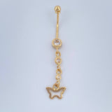 Piercing Mariposa Colgante 0.95gr / 1 1/2 in / Oro Amarillo 18K &