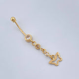 Piercing Mariposa Colgante 0.95gr / 1 1/2 in / Oro Amarillo 18K &