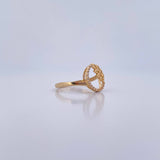 Circle Leaf Ring 1.6gr / T6 / White Zircons 18K Yellow Gold &