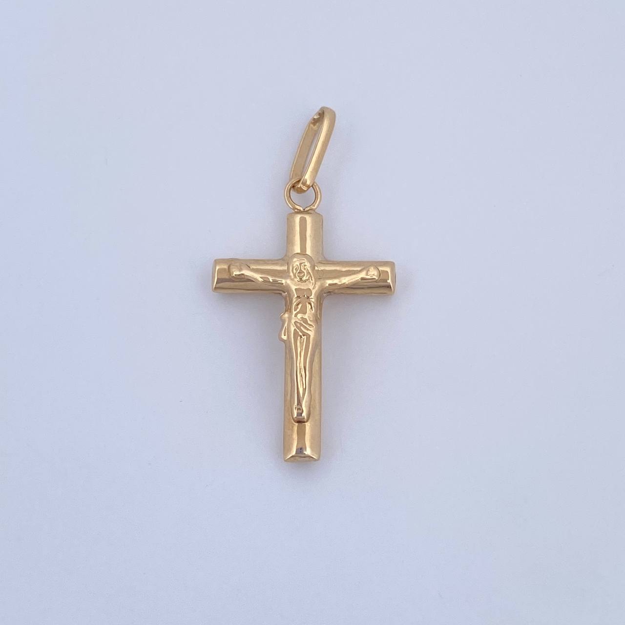 Dije Cruz Cristo 0.9gr / 3cm / Liso Oro Amarillo 18K &