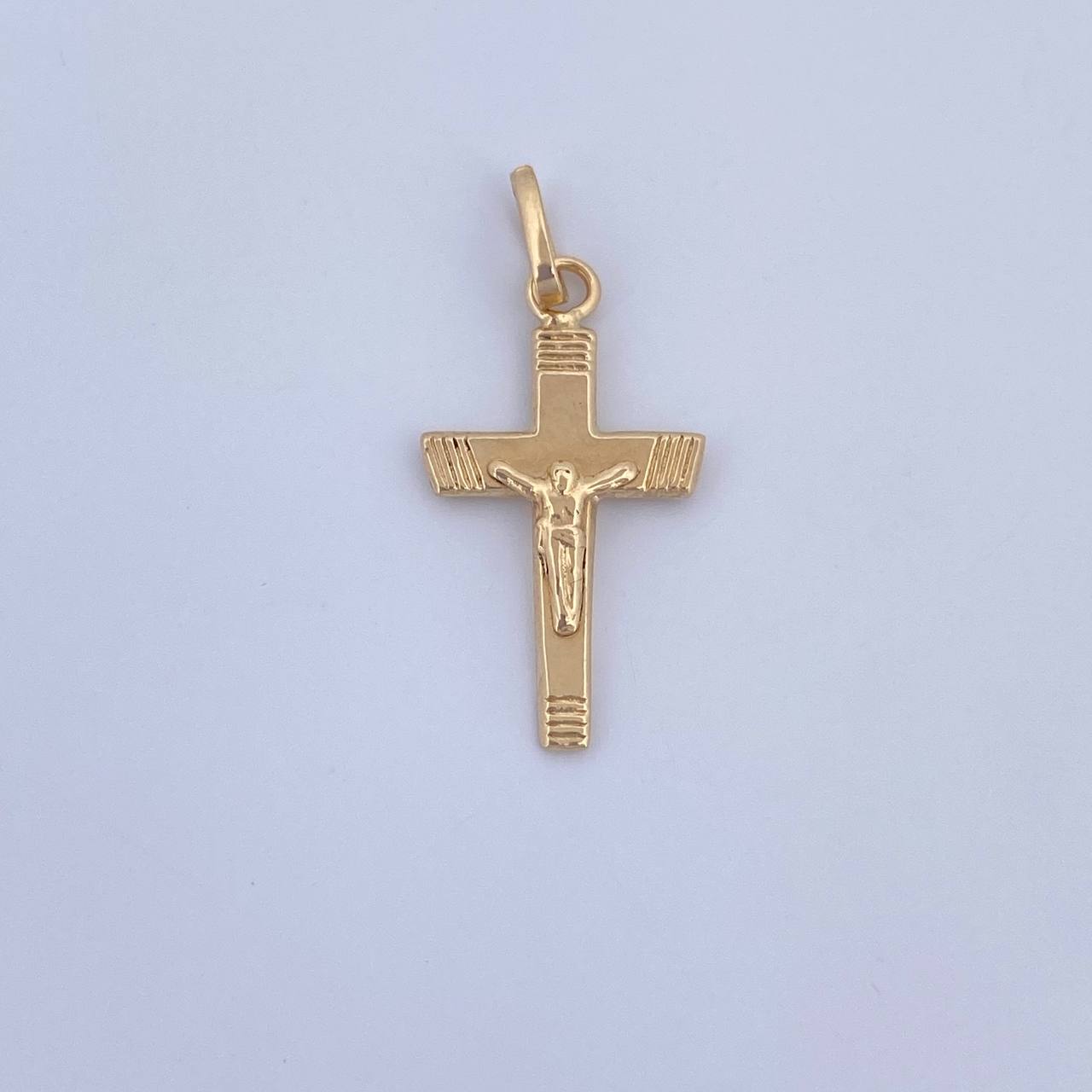 Pendant Cruz Cristo 0.4gr / 2.2cm / Striped 18K Yellow Gold &