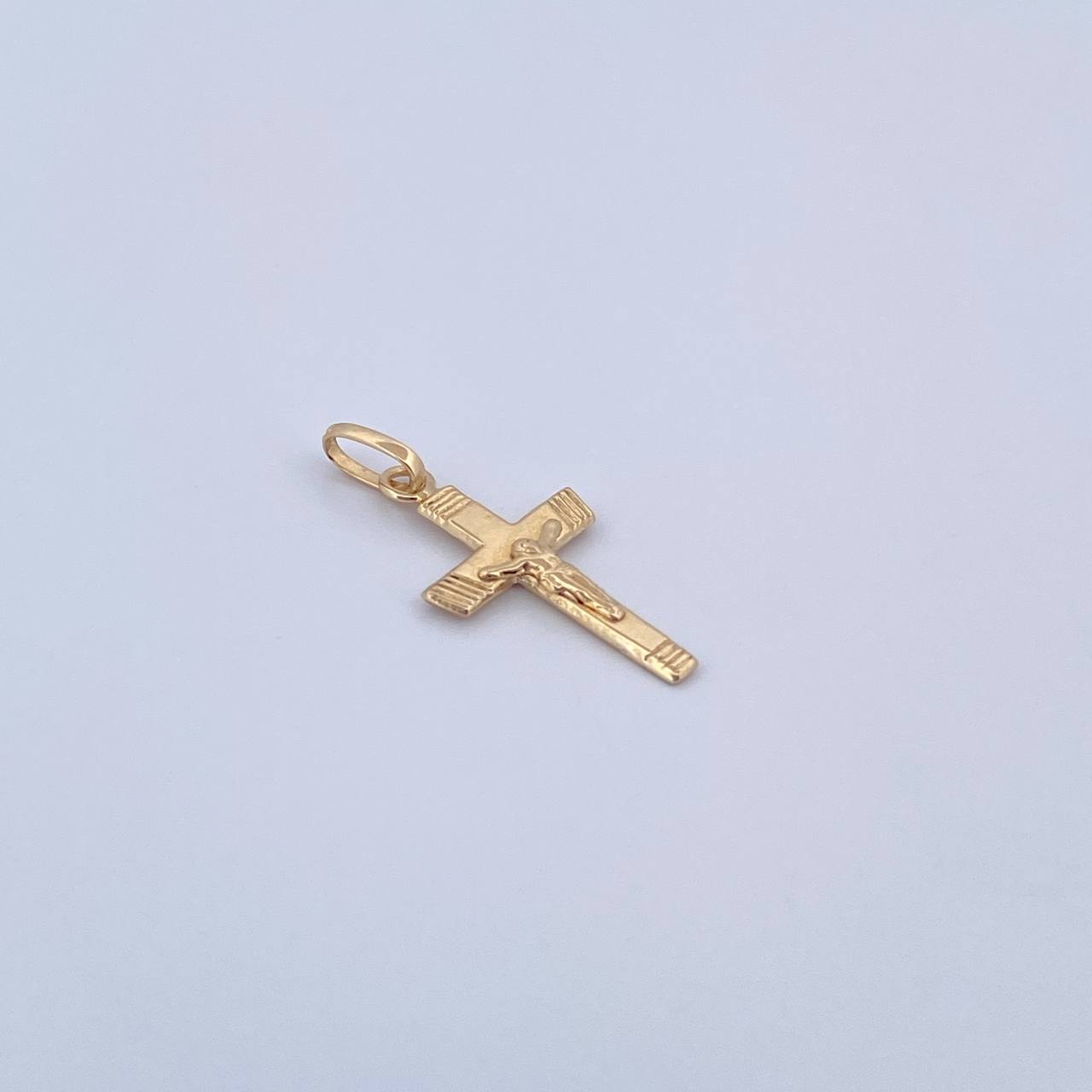 Pendant Cruz Cristo 0.4gr / 2.2cm / Striped 18K Yellow Gold &