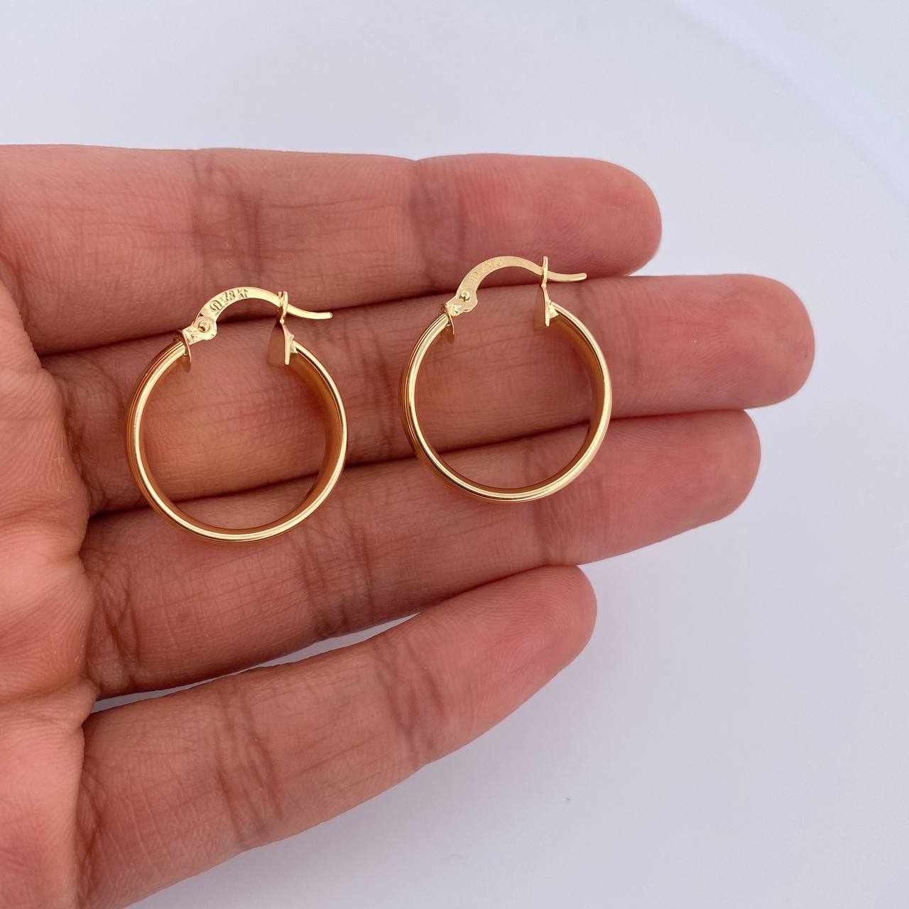 Hoop Earrings Amelia 3.2gr / 2.4cm / Striped 18K Yellow Gold &
